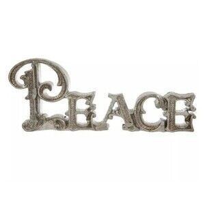 Hobby Lobby Silver Tone Peace Resin Tabletop Decor Traditional Christmas